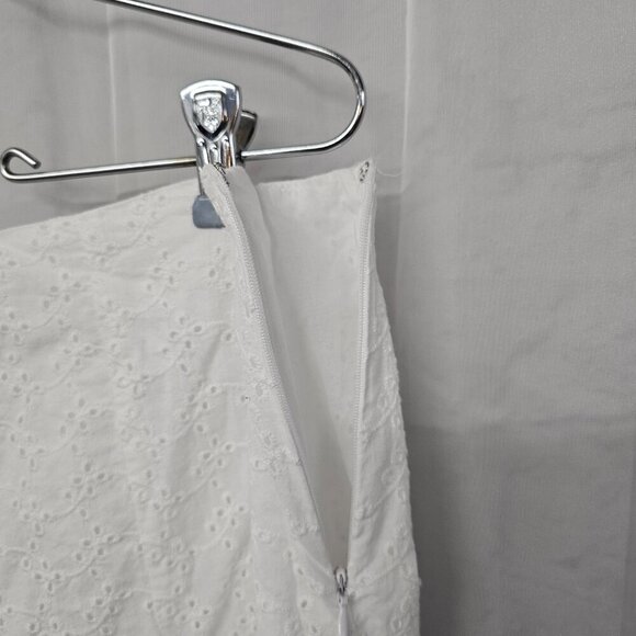 Chaps White Embroidered Floral Eyelet A-Line Skirt Boho Cottagecore 8 - Picture 5 of 10